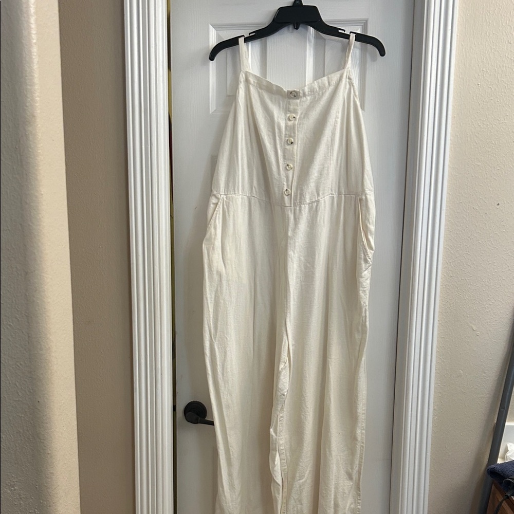 Old Navy Cream Button-Front Jumpsuit